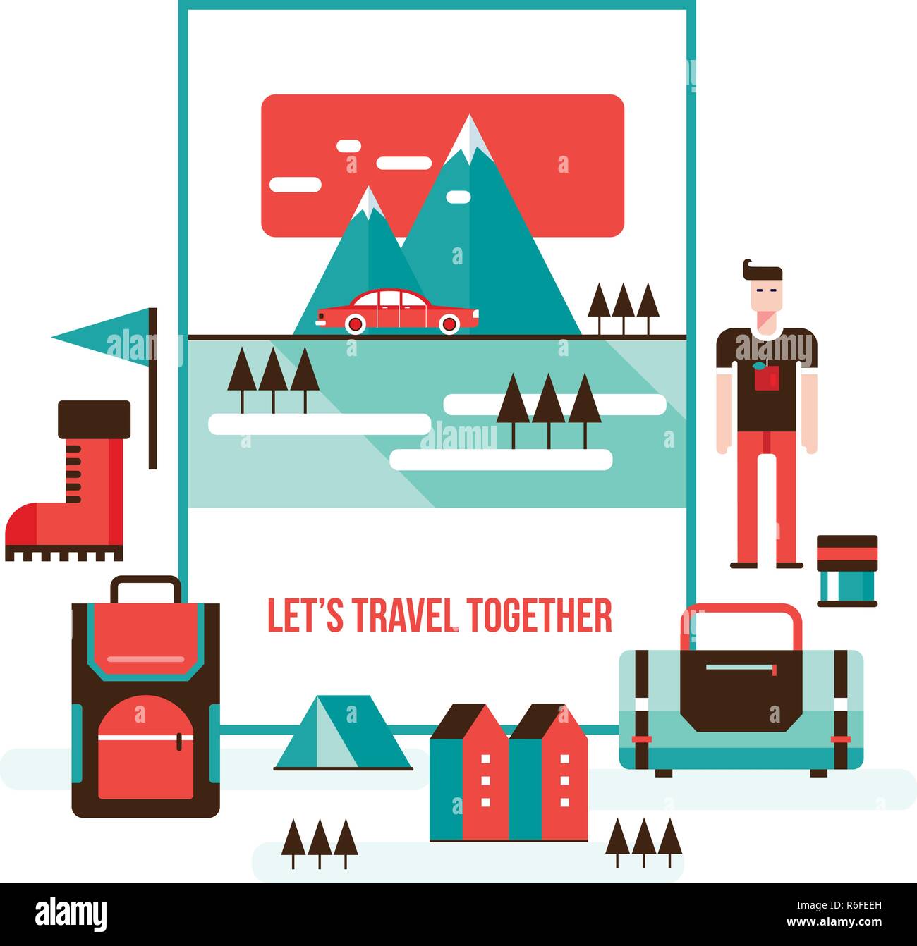 Tourismus und Reisen, moderne flache Design Elemente Vector Illustration Stock Vektor