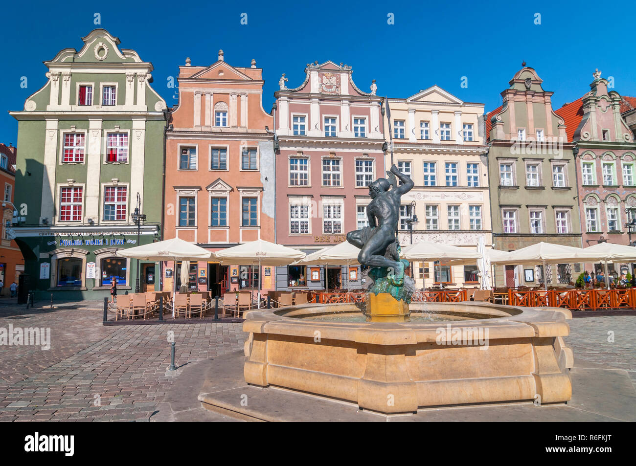 Neptun Brunnen auf dem Alten Markt im Zentrum von Posen, Polen Stockfoto