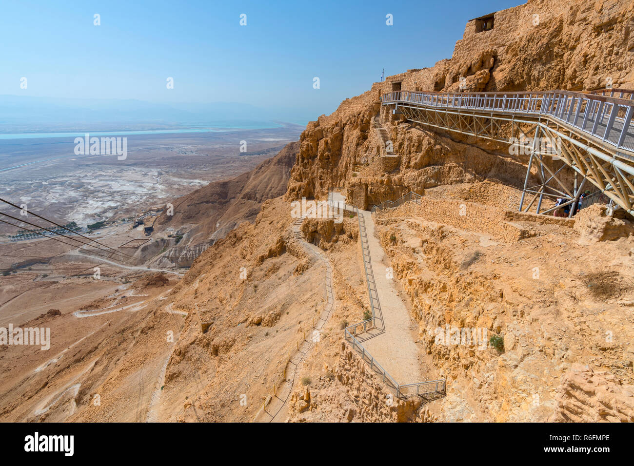 Blick von der Terrasse des Palastes von König Herodes, die auf dem Felsen Masada Stockfoto