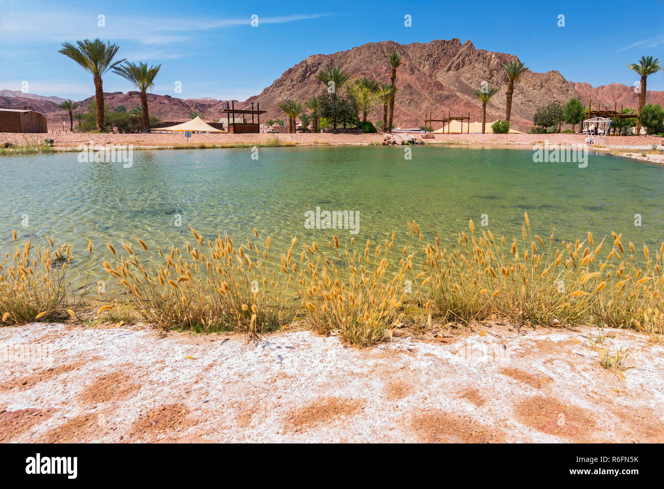 Die thimna See Bei Timna Nationalpark im Süden der Wüste Negev in Israel. Stockfoto