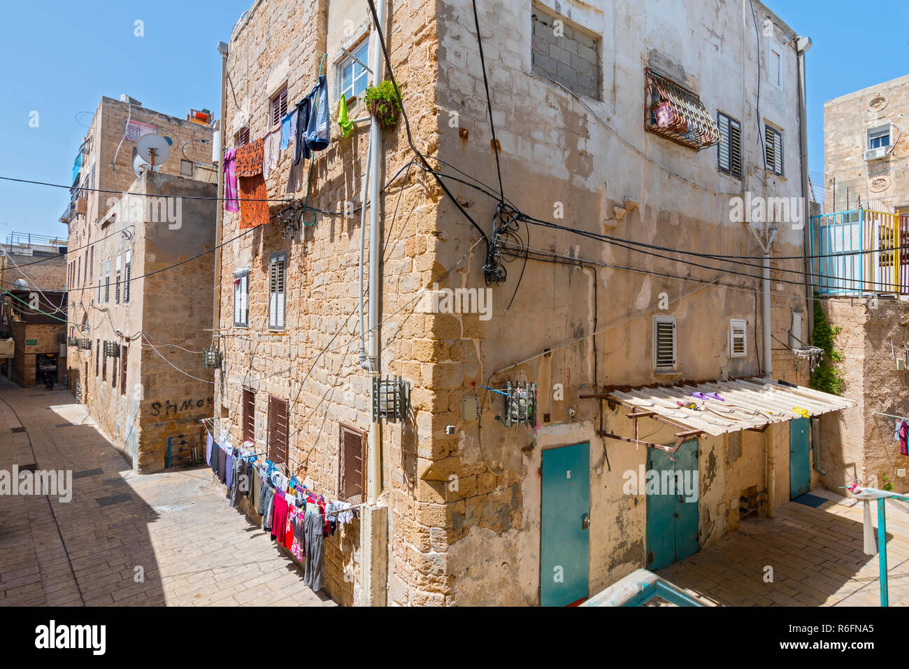 Straße in der Altstadt von Akko (Acre), Israel Stockfoto
