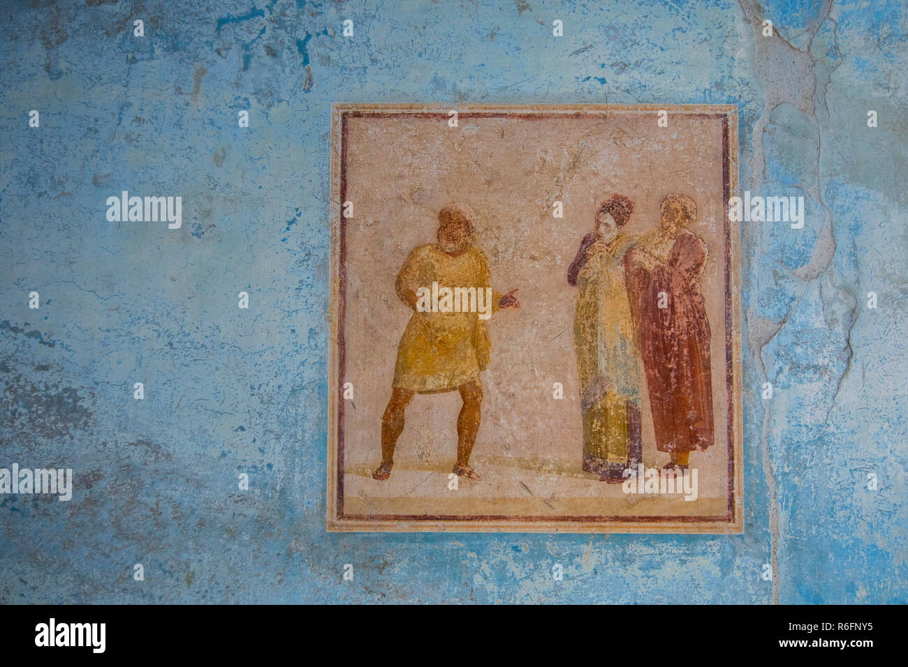Alte bemalte Wand Fresken an der antiken römischen Stadt Pompei, Italien Stockfoto