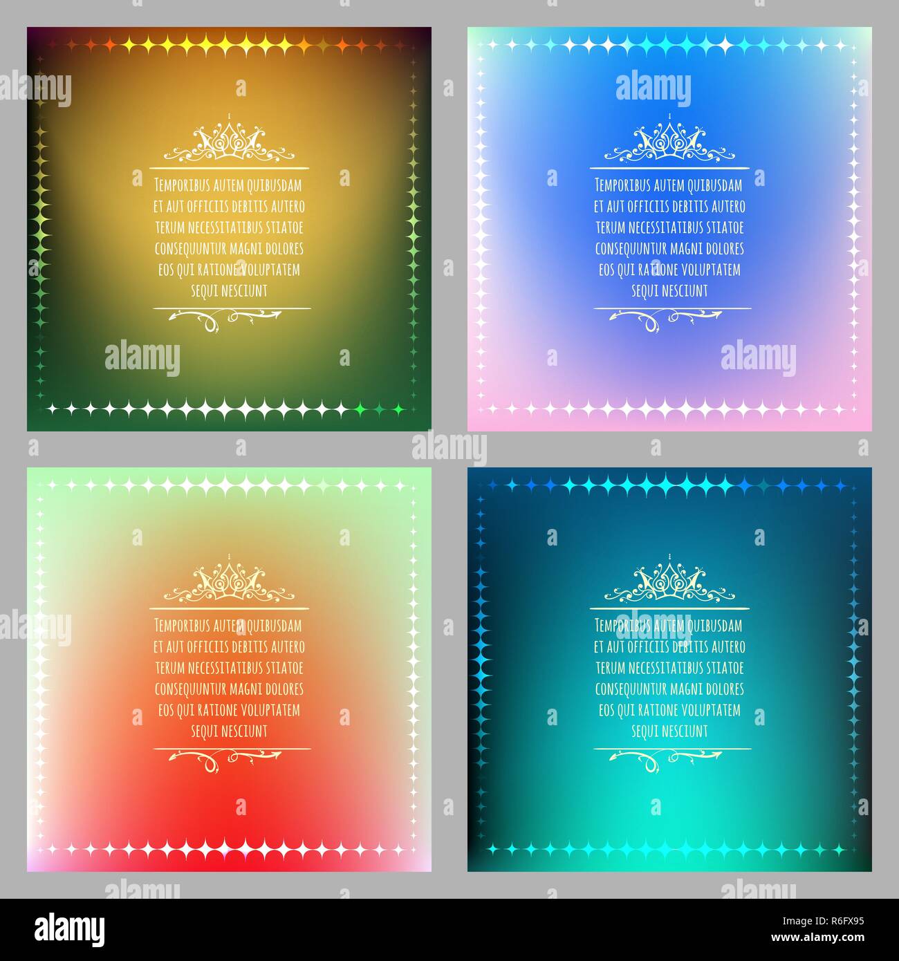 Abstrakte Lebendige unscharfen Hintergründen mit Frames und Text proben. Vector Illustration. Stock Vektor