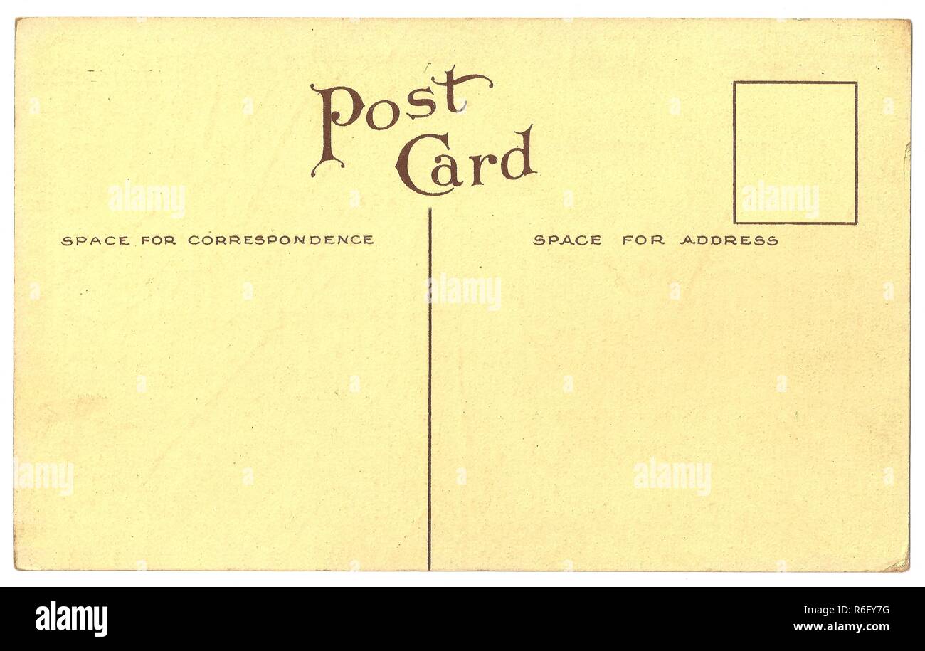 Original antiken Rückseite Postkarte mit Platz für Korrespondenz und Adresse Stockfoto
