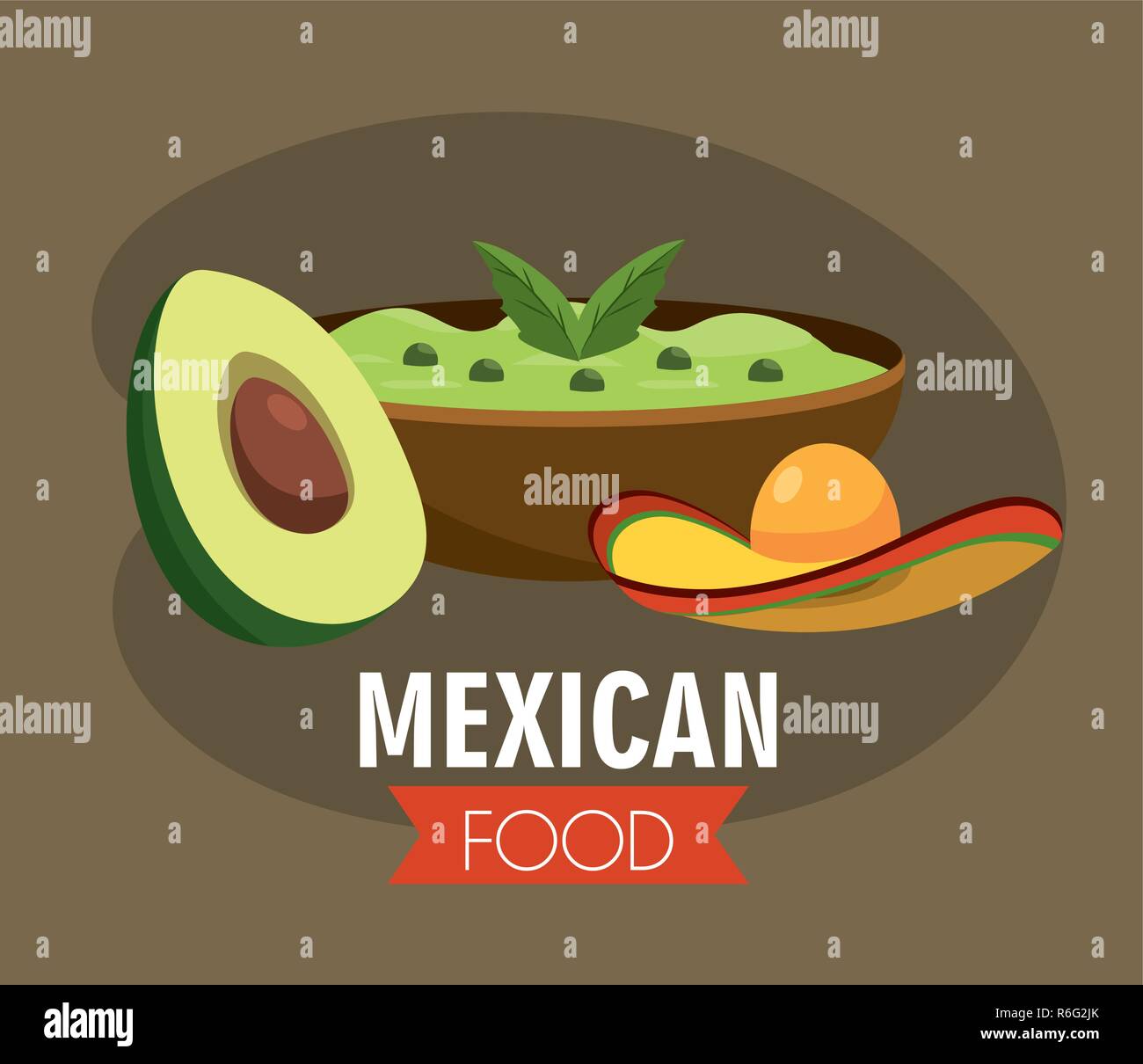 Mexikanische avocado Sauce mit traditionellen hat Stock Vektor