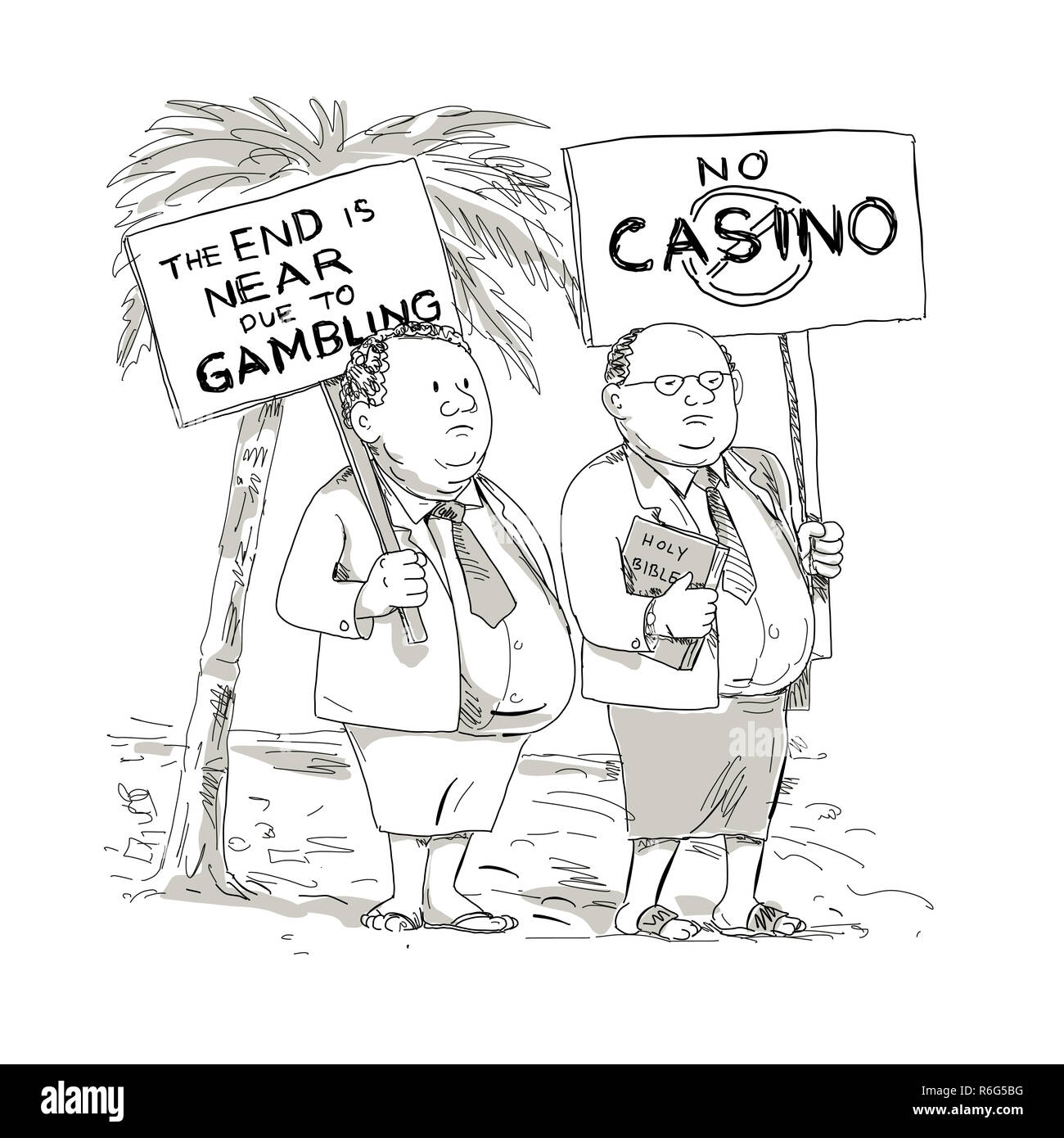 Fat Samoan Prediger protestieren Cartoon Stockfoto