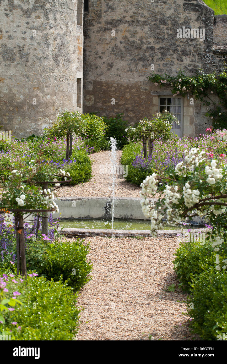 Subtile, anspruchsvoll und voller Geschmack Garten und Chateau La Chatonniere Stockfoto