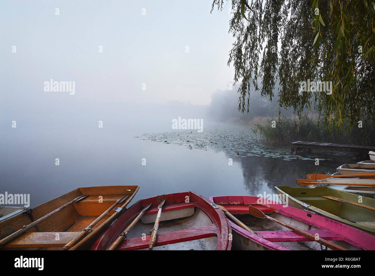 See bei Sonnenaufgang Stockfoto