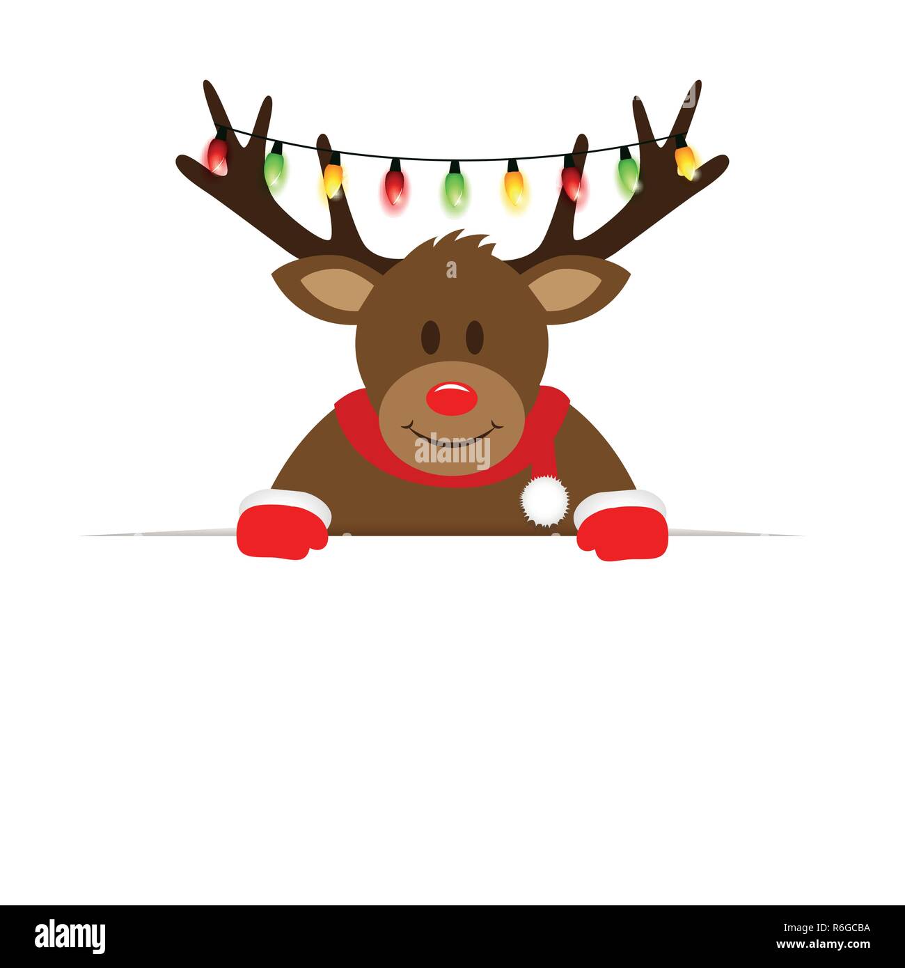Glücklich süße Rentier mit Weihnachten Lichterketten in seinem geweih  Vektor-illustration EPS 10 Stock-Vektorgrafik - Alamy