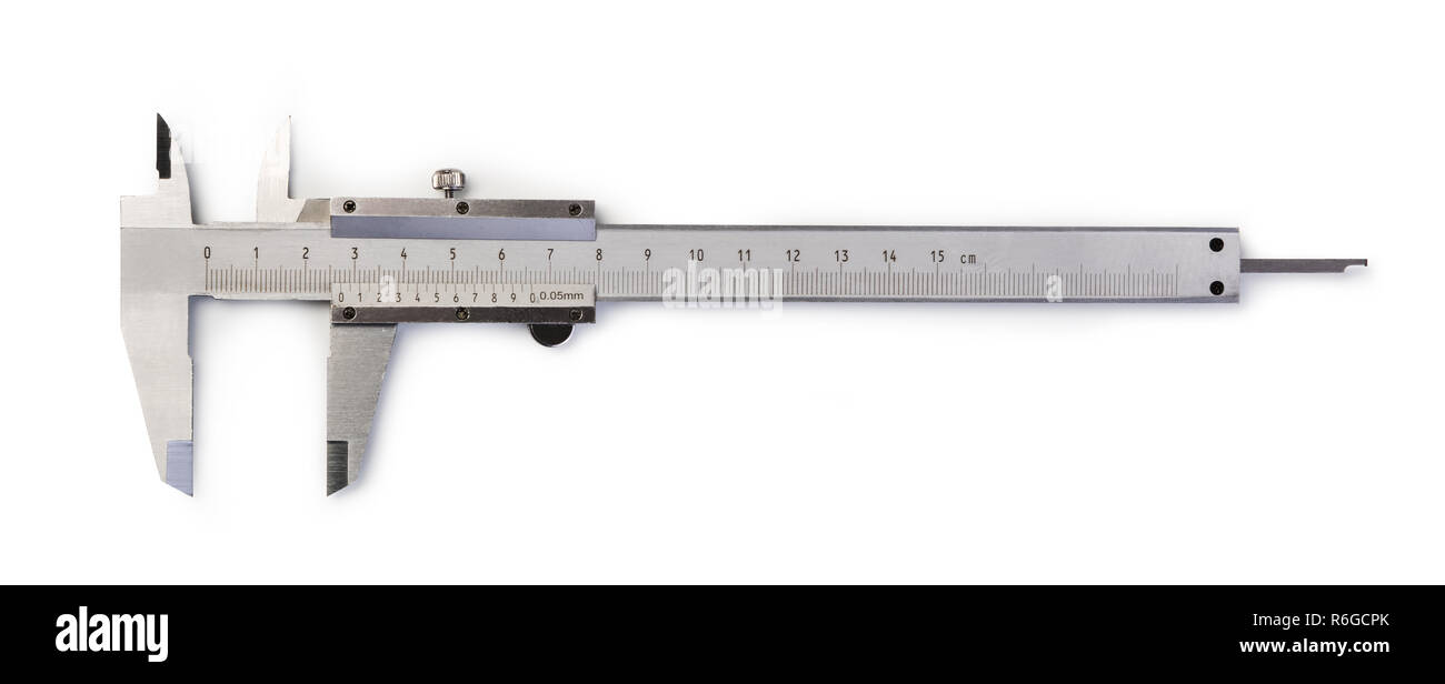 Vernier Bremssattel isoliert auf weißem Hintergrund Stockfoto