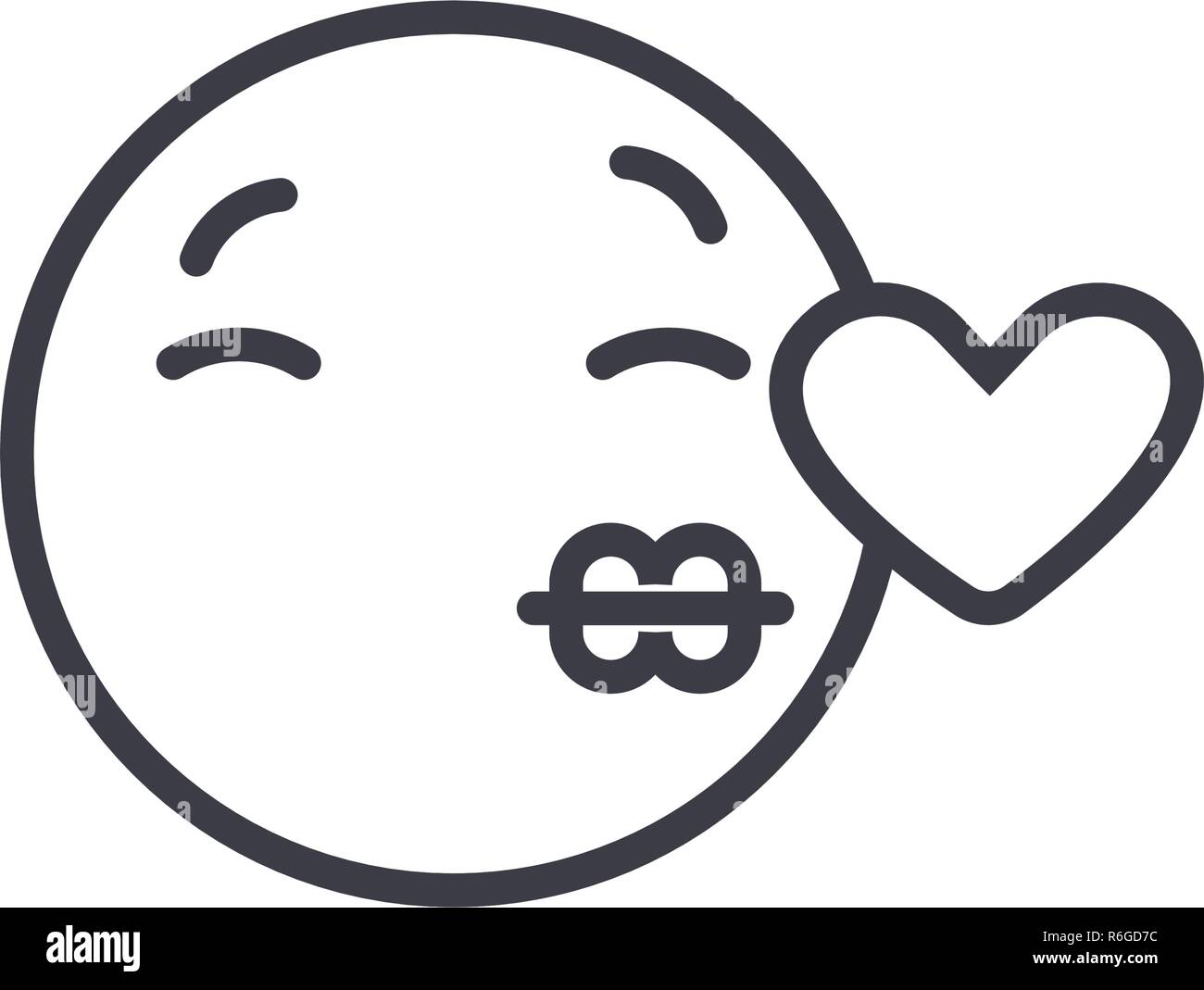 Küssen Emoji Concept Line editable Vector, Konzept-Symbol. Küssen Emoji ...