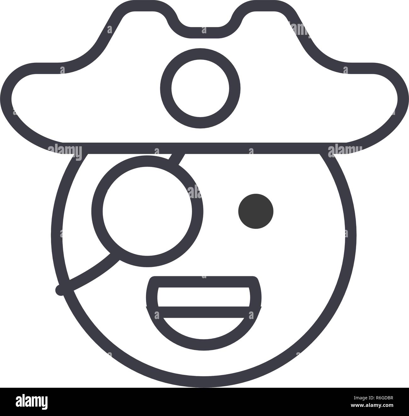 Pirate Emoji Concept Line editable Vector, Konzept-Symbol. Pirate Emoji Konzept lineare emotion Abbildung Stock Vektor