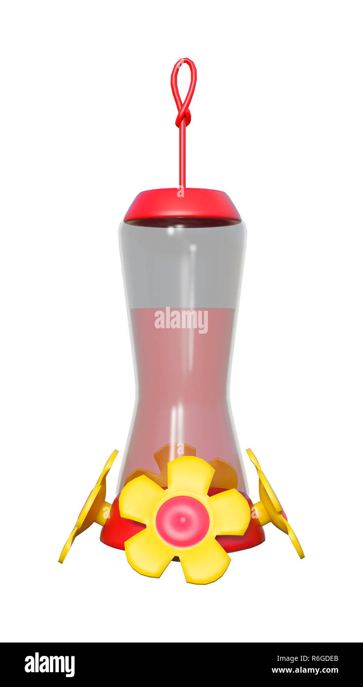 3D-Rendering Kolibrizufuhr auf Weiß Stockfoto