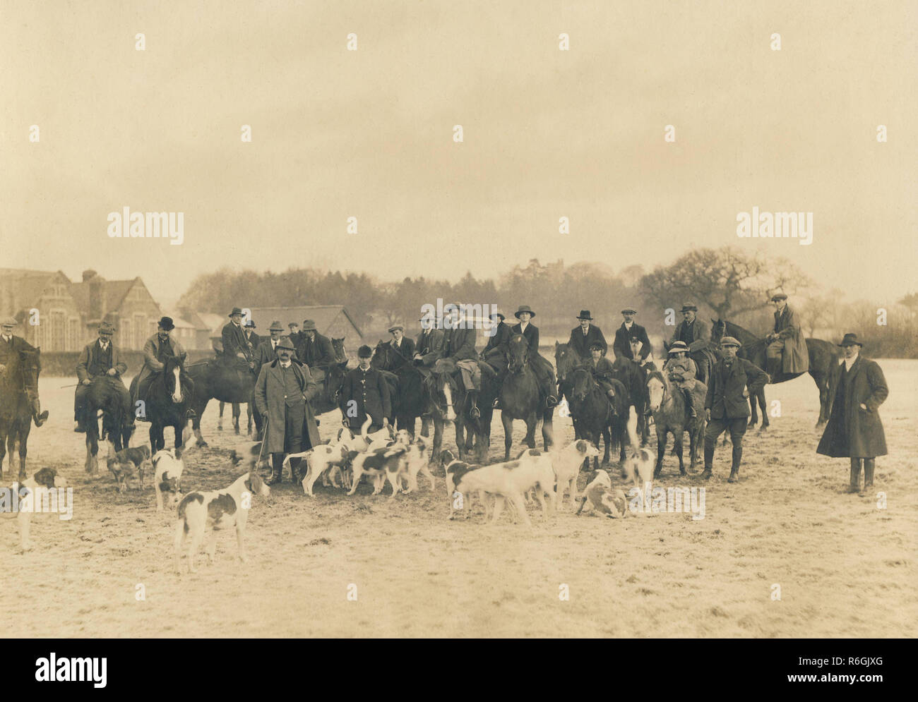 Historisches Archiv Bild einer Fuchsjagd treffen in Carmarthenshire, Wales, c 1910 s Stockfoto