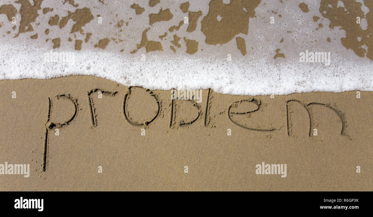 Handschrift Wort Problem in den Sand geschrieben. Banner Stockfoto