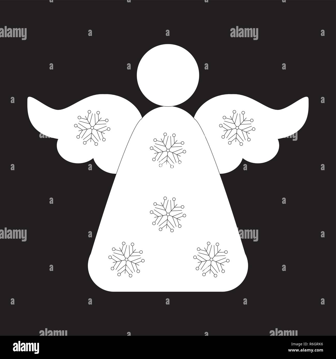 Engel Symbol Design. Vector Illustration der Engel Silhouette auf schwarzem Hintergrund isoliert. Flache Bauform. Können Sie für Dekoration, Geschenke, Grüße Stock Vektor