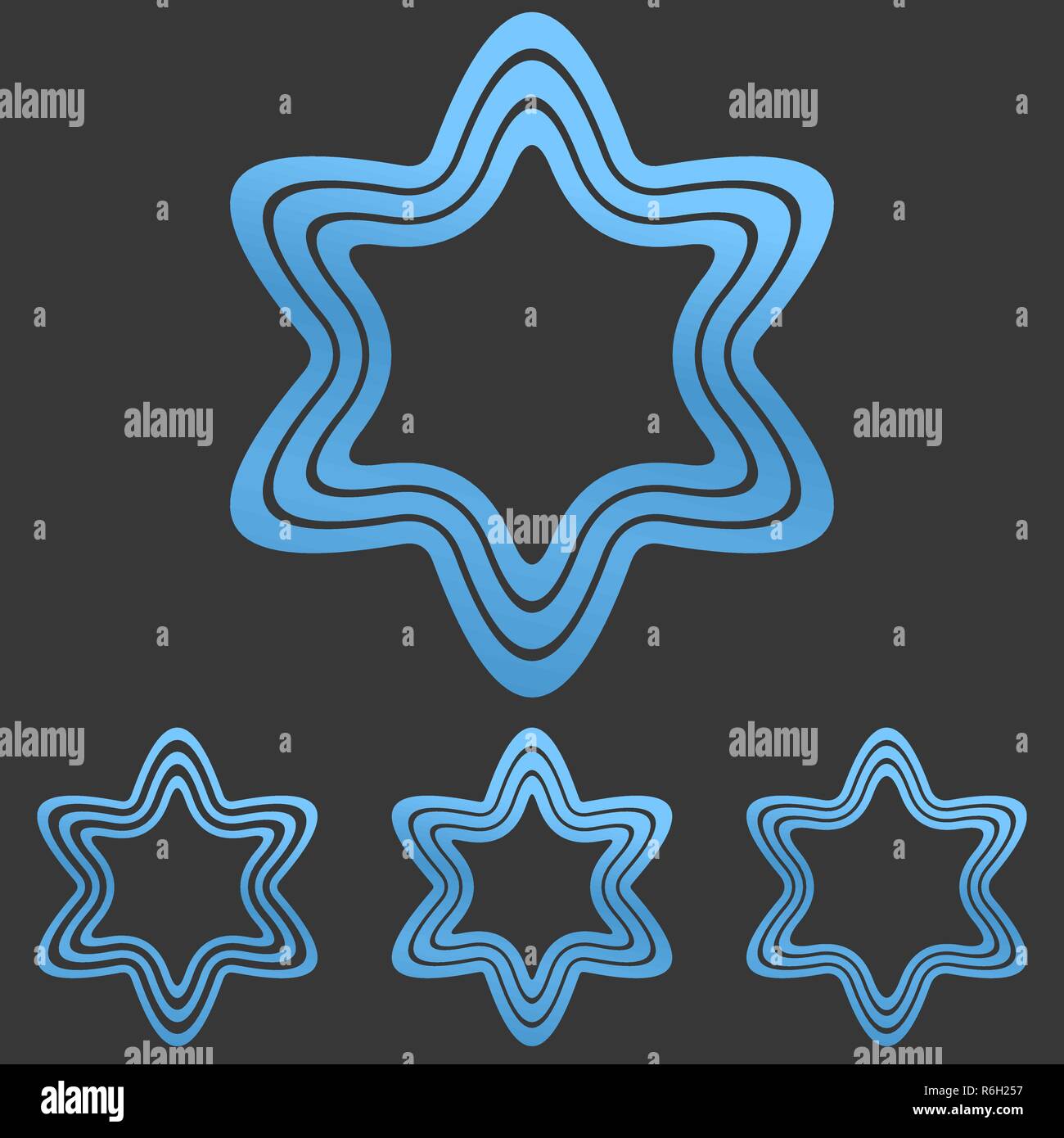 Blaue Linie star Logo Design Sets Stock Vektor