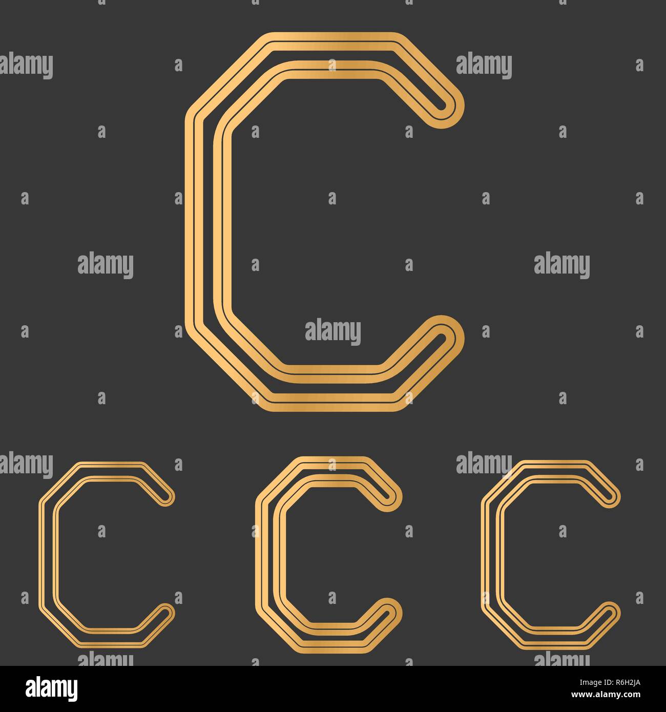 Bronze-Linie C Logo Design Sets Stock Vektor