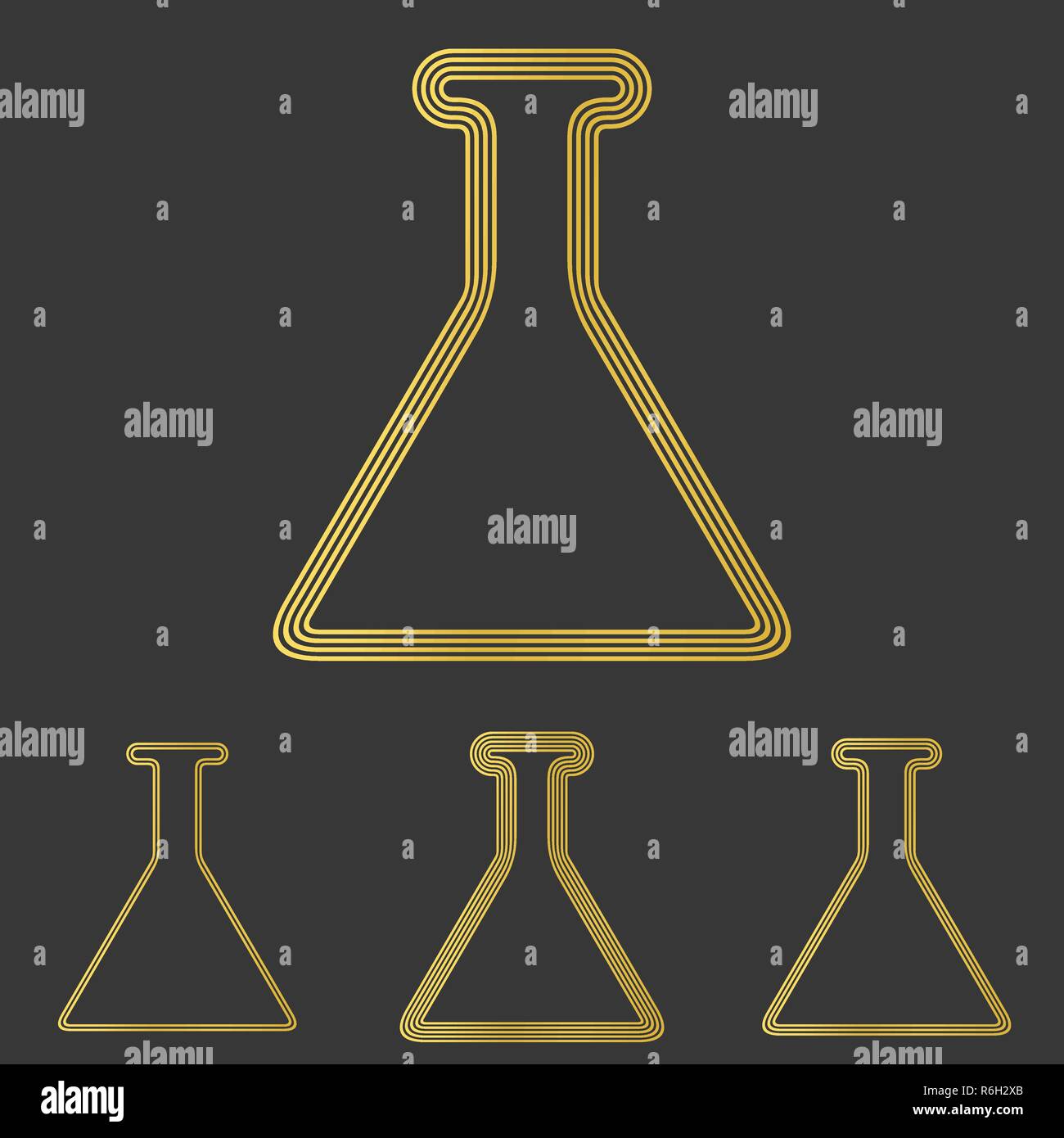 Goldene Linie Chemiebaukasten Logo design Stock Vektor