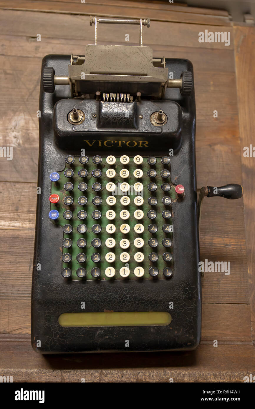 Vintage Victor Automatische Taschenrechner - Hinzufügen Maschine c 1940 Stockfoto