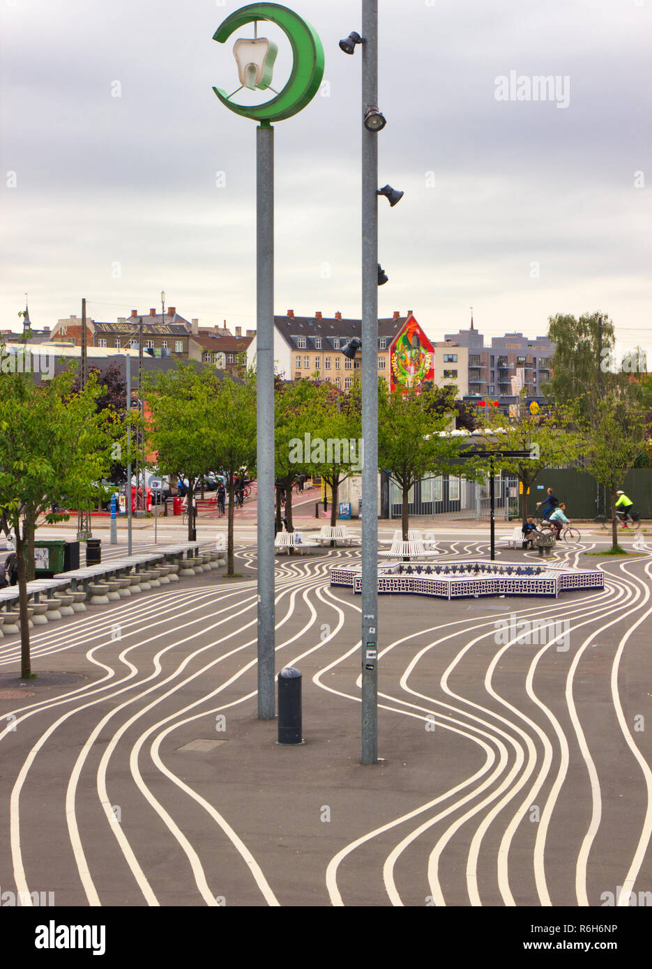 Superkilen öffentlichen Park, Norrebro, Kopenhagen, Dänemark, Skandinavien Stockfoto