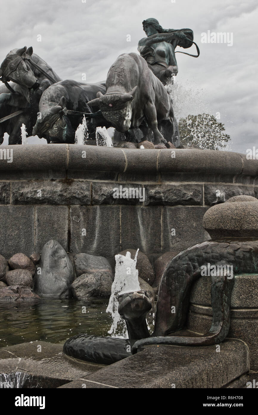 Die Gefion Fountain, Nordre Toldbod, Kopenhagen, Dänemark, Skandinavien Stockfoto