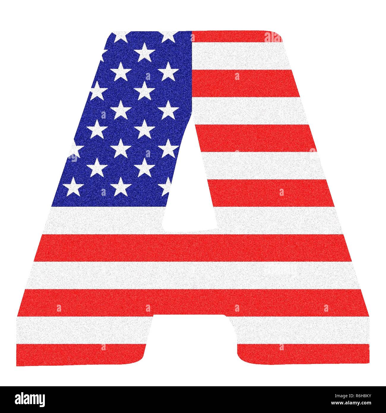 Buchstabe des Alphabets auf die Vereinigten Staaten von Amerika Flagge Stil mit schwarzem Marmor glitter Stockfoto