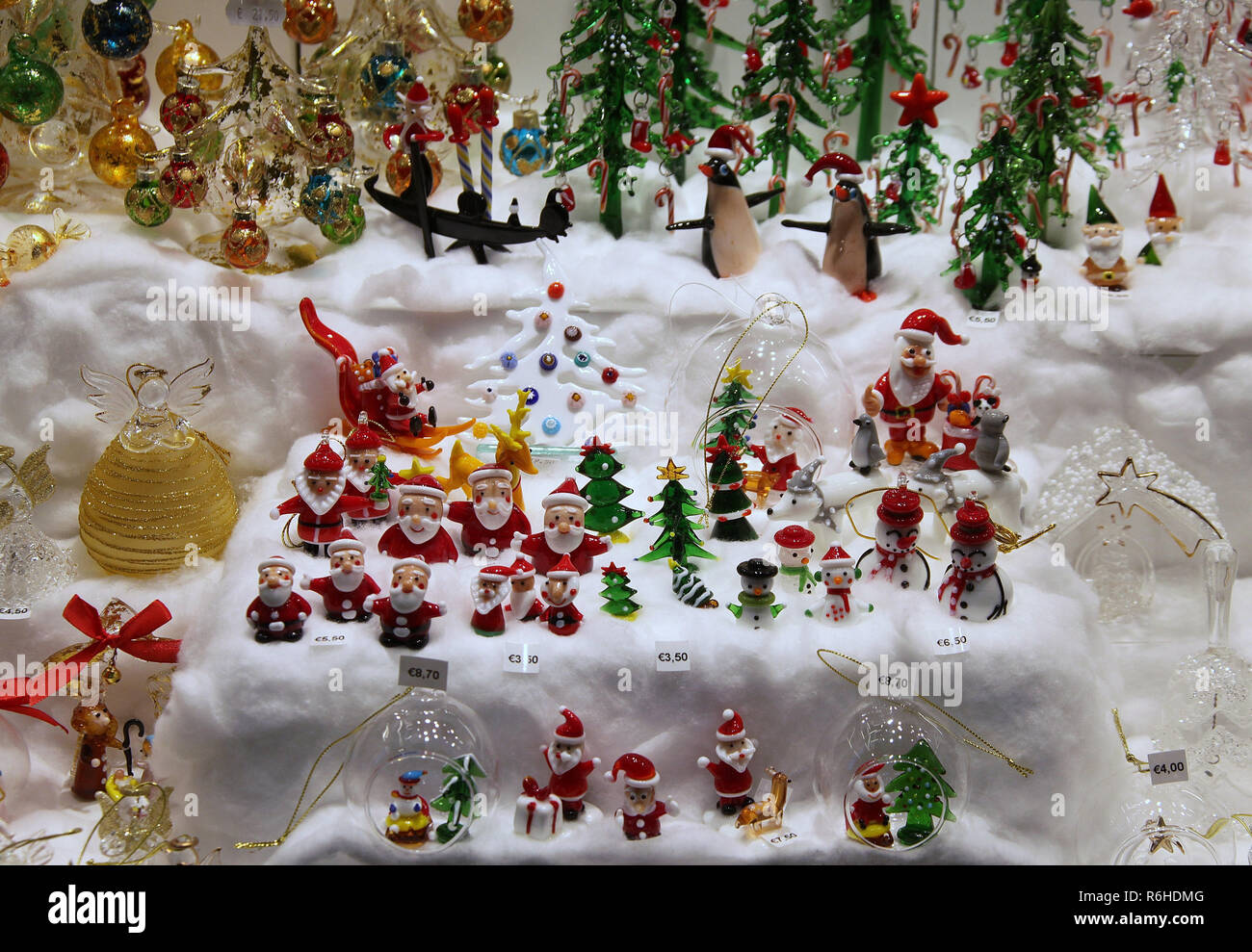 Weihnachten Glaswaren für den Verkauf in Venedig Stockfoto