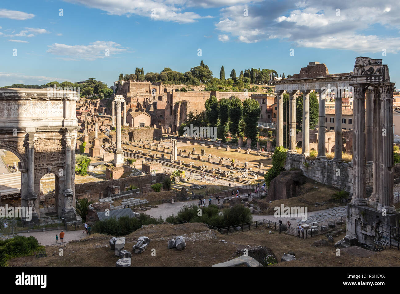 Blick über die Ruinen des Forum Romanum in der republikanischen Ära, Italien Stockfoto