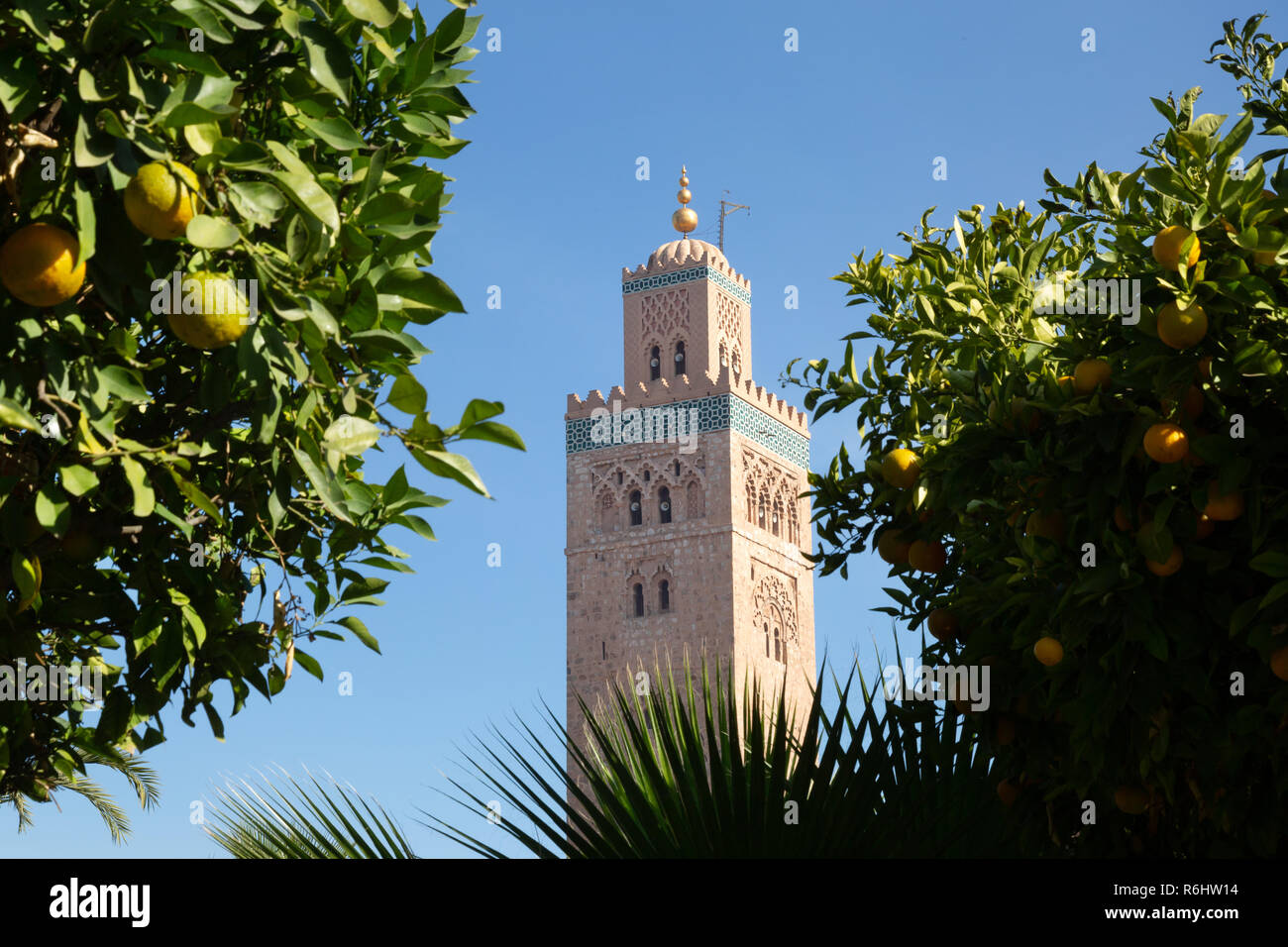 Moschee Koutoubia, Marrakesch, - Begriff - Moslem Islam, die größte und älteste Moschee in Marrakesch, Marokko, Nordafrika Stockfoto