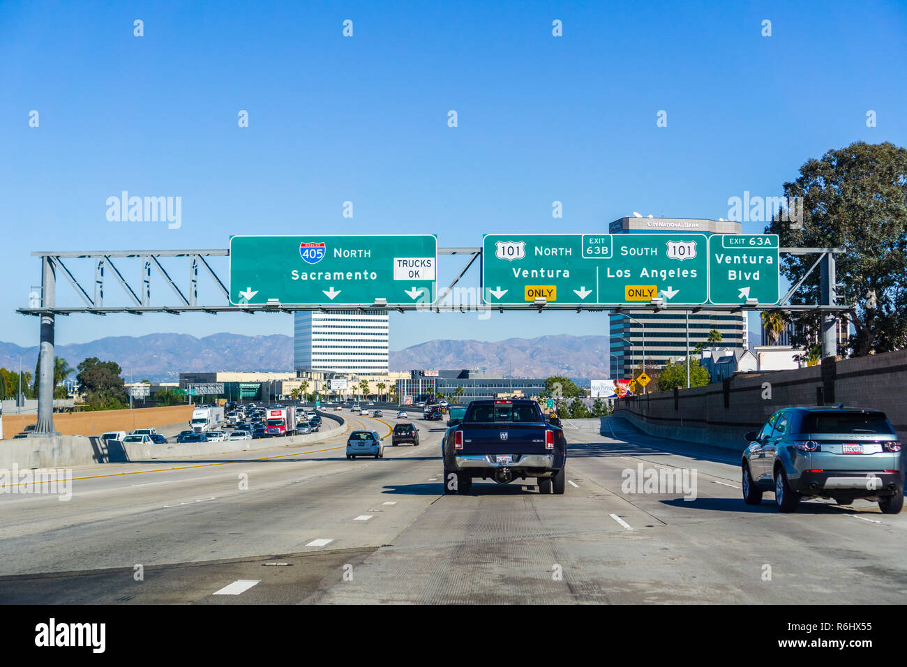 Dezember 3, 2018 Los Angeles/CA/USA - Autobahnkreuz in Los Angeles Stockfoto