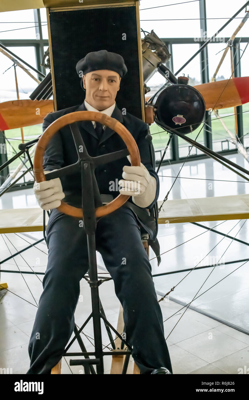 Bemannte Replik von Curtiss Modell D Headless Pusher im Evergreen Aviation & Space Museum in McMinnville, Oregon Stockfoto