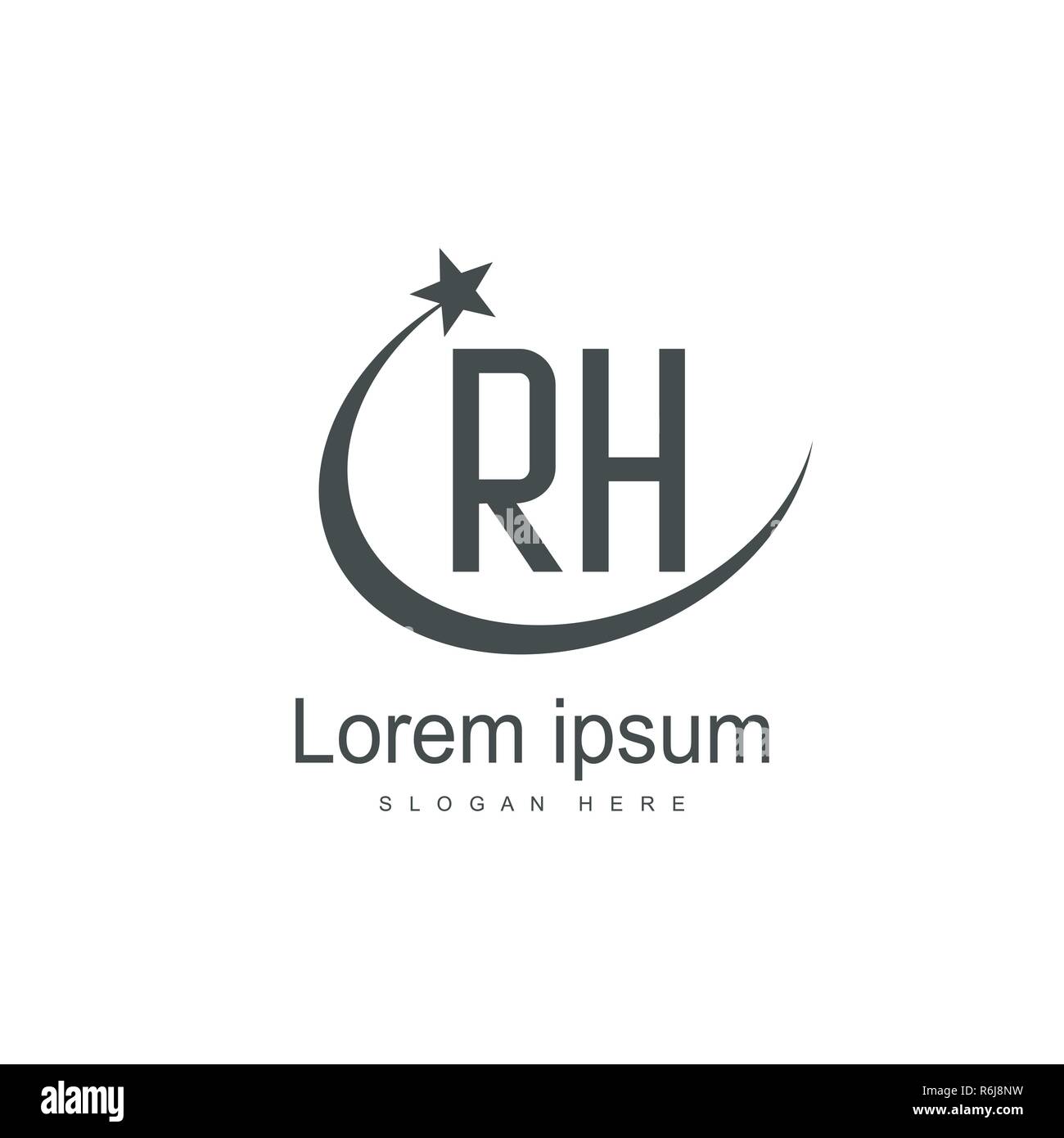 RH Logo template Design. Initial logo Template Design Stock Vektor