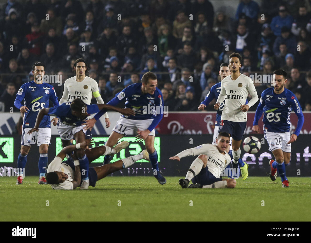 Straßburg, Frankreich. 5 Dez, 2018. Mbappe Lottin während der Französischen L1 Fußballspiel zwischen Straßburg und Paris Saint-Germain (PSG) im Stade de la Meinau Stadium, in Straßburg. Credit: Elyxandro Cegarra/SOPA Images/ZUMA Draht/Alamy leben Nachrichten Stockfoto