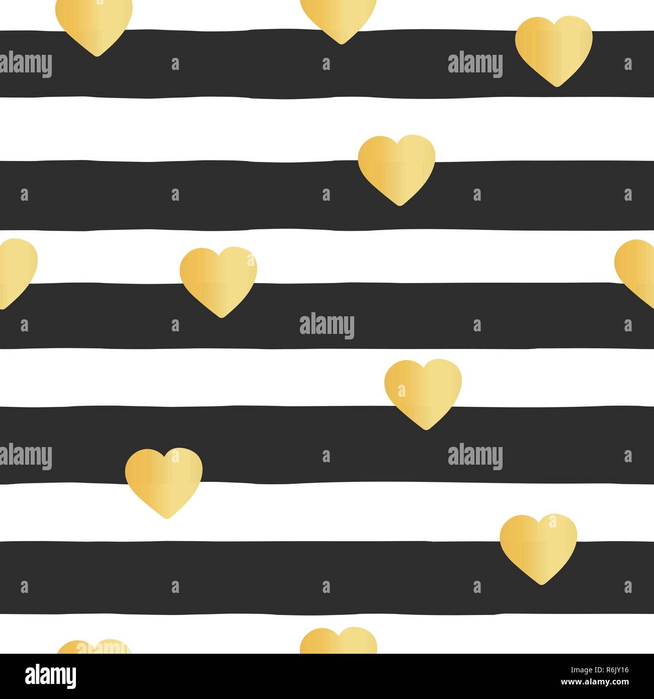 Die nahtlose Vektor Muster streifen Gold foil Herz Stock Vektor