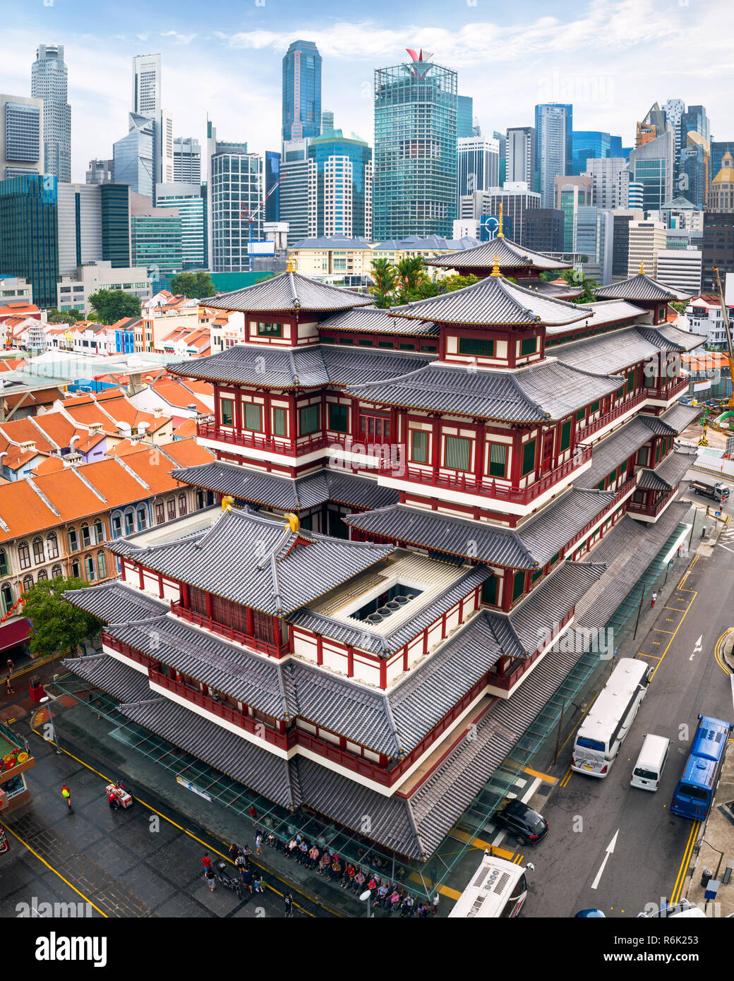 Der Buddha Zahns Tempel und Museum in der Chinatown von Singapur. Stockfoto
