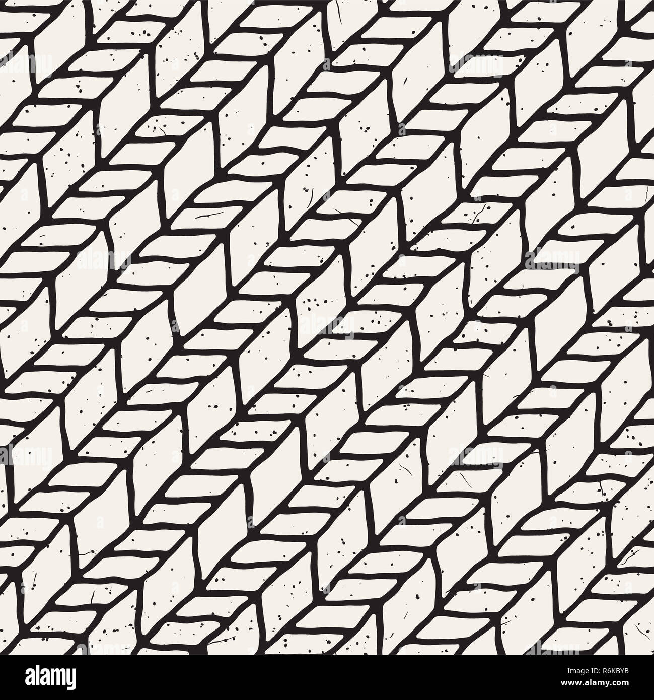 Hand gezeichneten Stil nahtlose Muster. Abstrakte geometrische Tiling Hintergrund in Schwarz und Weiß. Vektor doodle Linie Gitter Stockfoto
