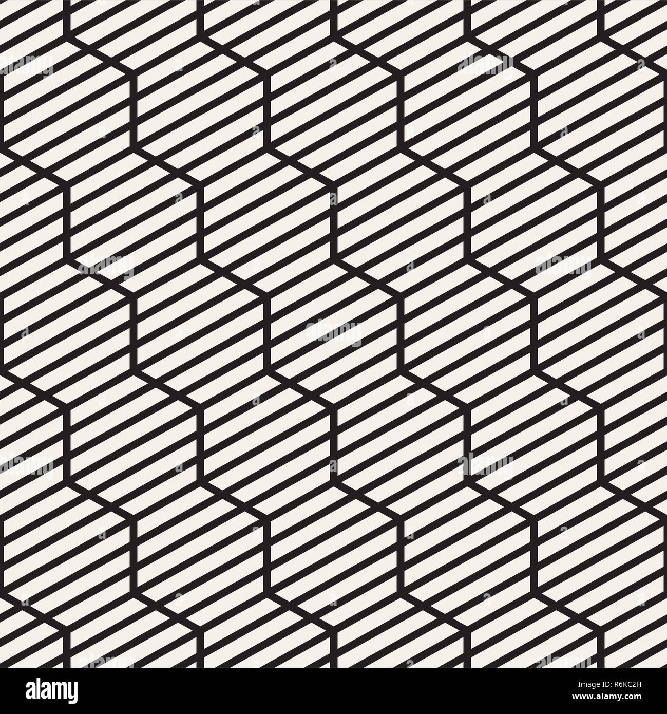 Vektor nahtlose Streifen Muster. Moderne, elegante Textur mit Schwarzweiß-Gitter. Wiederkehrende geometrische hexagonalen Gitter. Einfache lattice Design. Stockfoto
