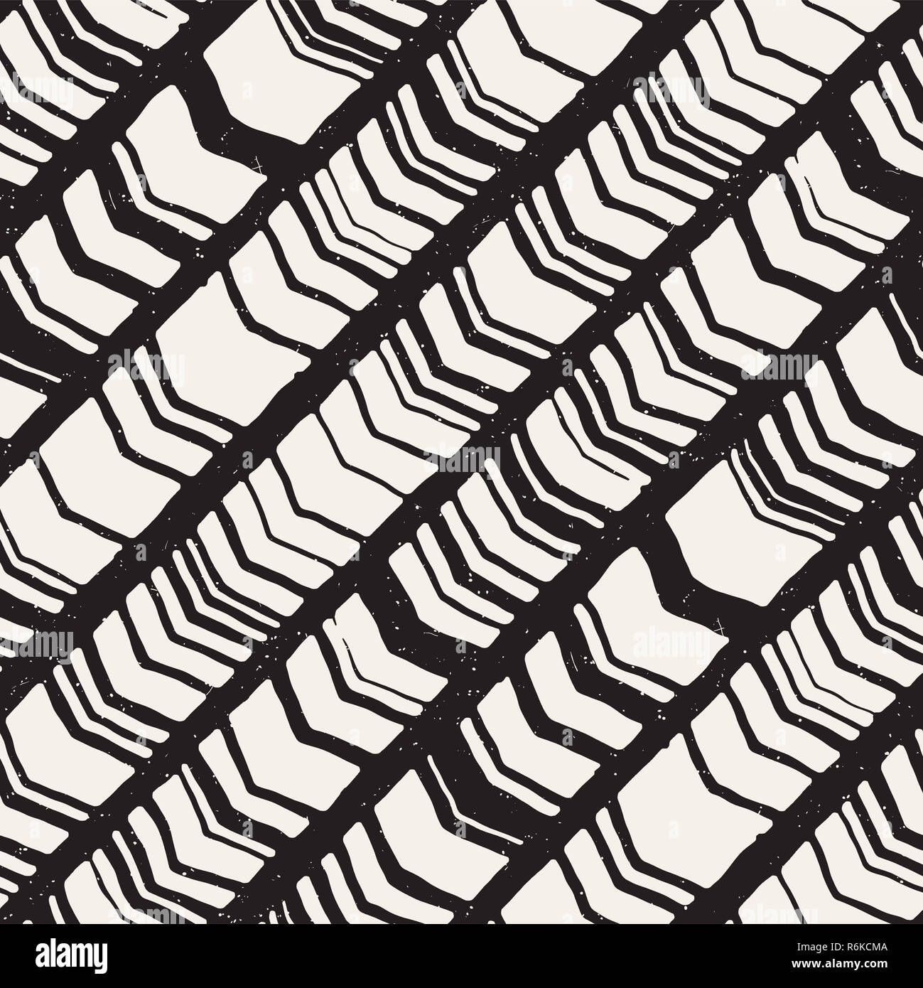 Vektor nahtlose freehand Muster. Doodle schwarzweißdruck von Hand gezeichnet Chevron Textur. Trendy Grafikdesign. Stockfoto