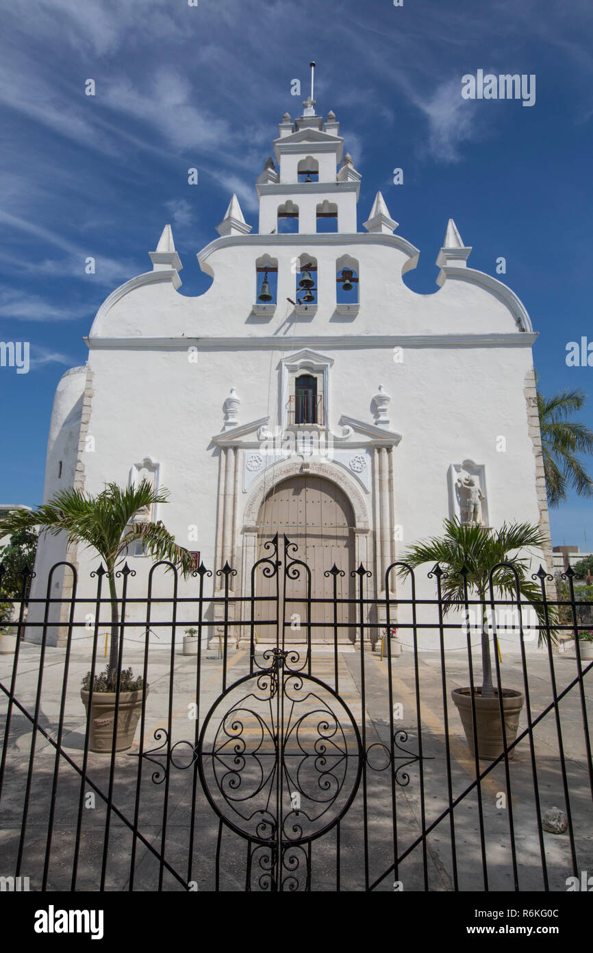 Koloniale Kirche von Santiago Apostol, Merida, Yucatan, Mexiko Stockfoto