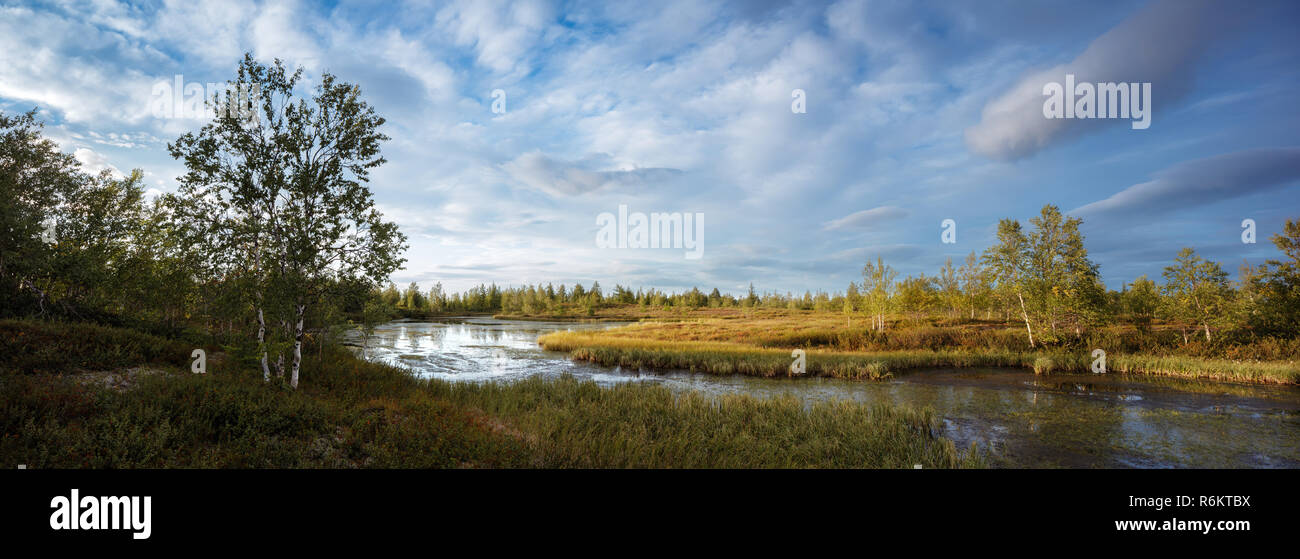 Schone Panorama Der Landschaft Der See Im Nordlichen Wald Hohe Auflosung Fur Print Stockfotografie Alamy