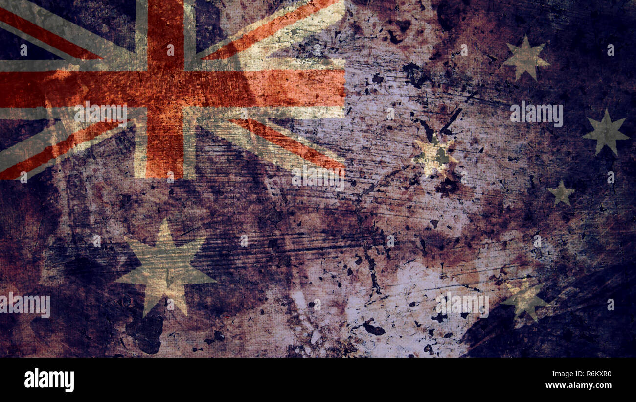 Sehr Grungy Vintage Australische Flagge, Australien Grunge Hintergrund Textur Stockfoto