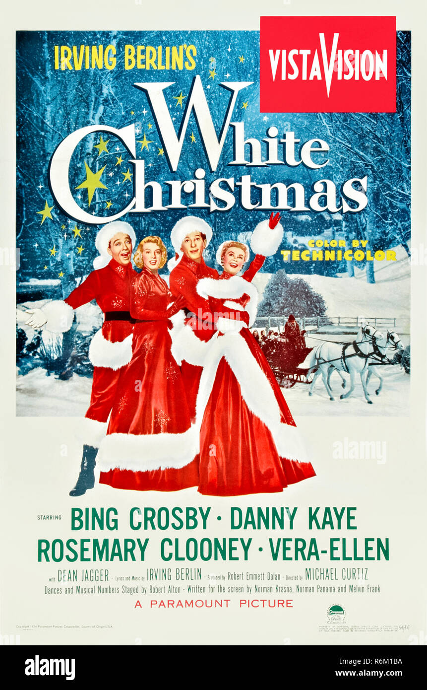 White Christmas (1954) unter der Regie von Michael Curtiz und Hauptdarsteller Bing Crosby, Danny Kaye, Rosemary Clooney und Vera-Ellen. Romantische Komödie über zwei doppelte Handlungen durchführen einer Weihnachten mit der Musik von Irving Berlin und der erste Spielfilm in VistaVision gedreht werden. Stockfoto