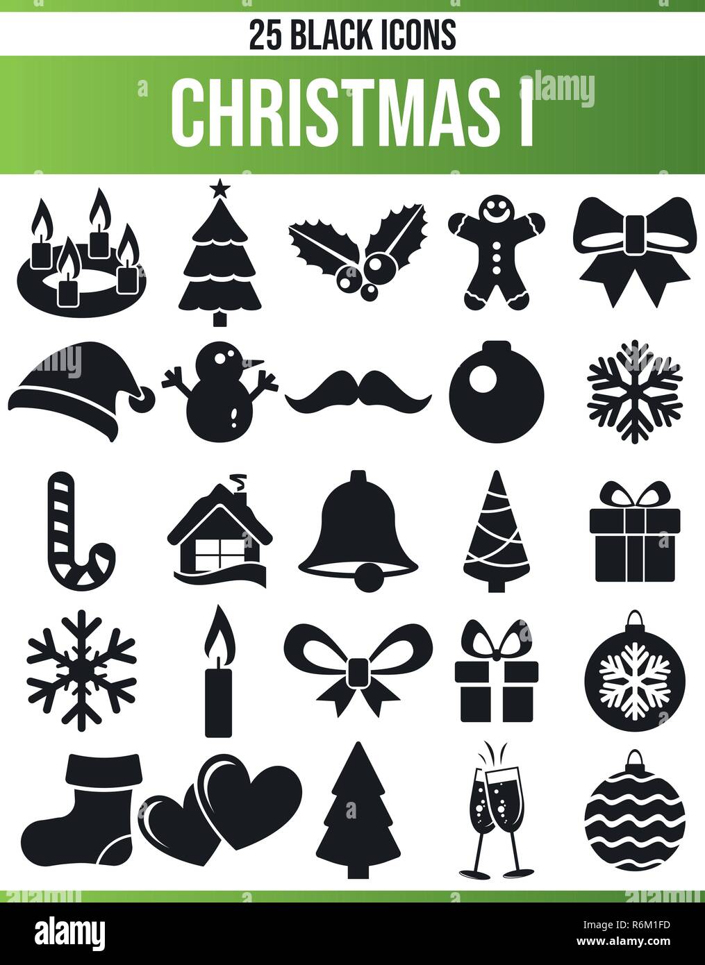Schwarzen Symbole/Icons auf Weihnachten. Dieses Icon Set ist perfekt für kreative Menschen und Designer, die das Thema Weihnachten in Ihrem grafischen Design benötigen Stock Vektor