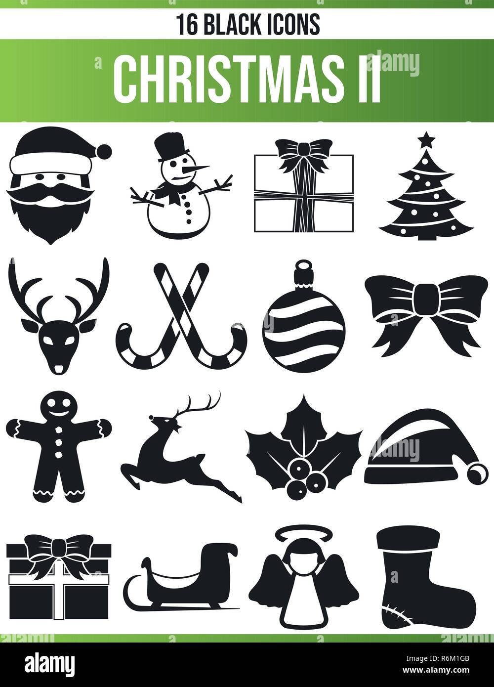 Schwarzen Symbole/Icons auf Weihnachten. Dieses Icon Set ist perfekt für kreative Menschen und Designer, die das Thema Weihnachten in Ihrem grafischen Design benötigen Stock Vektor