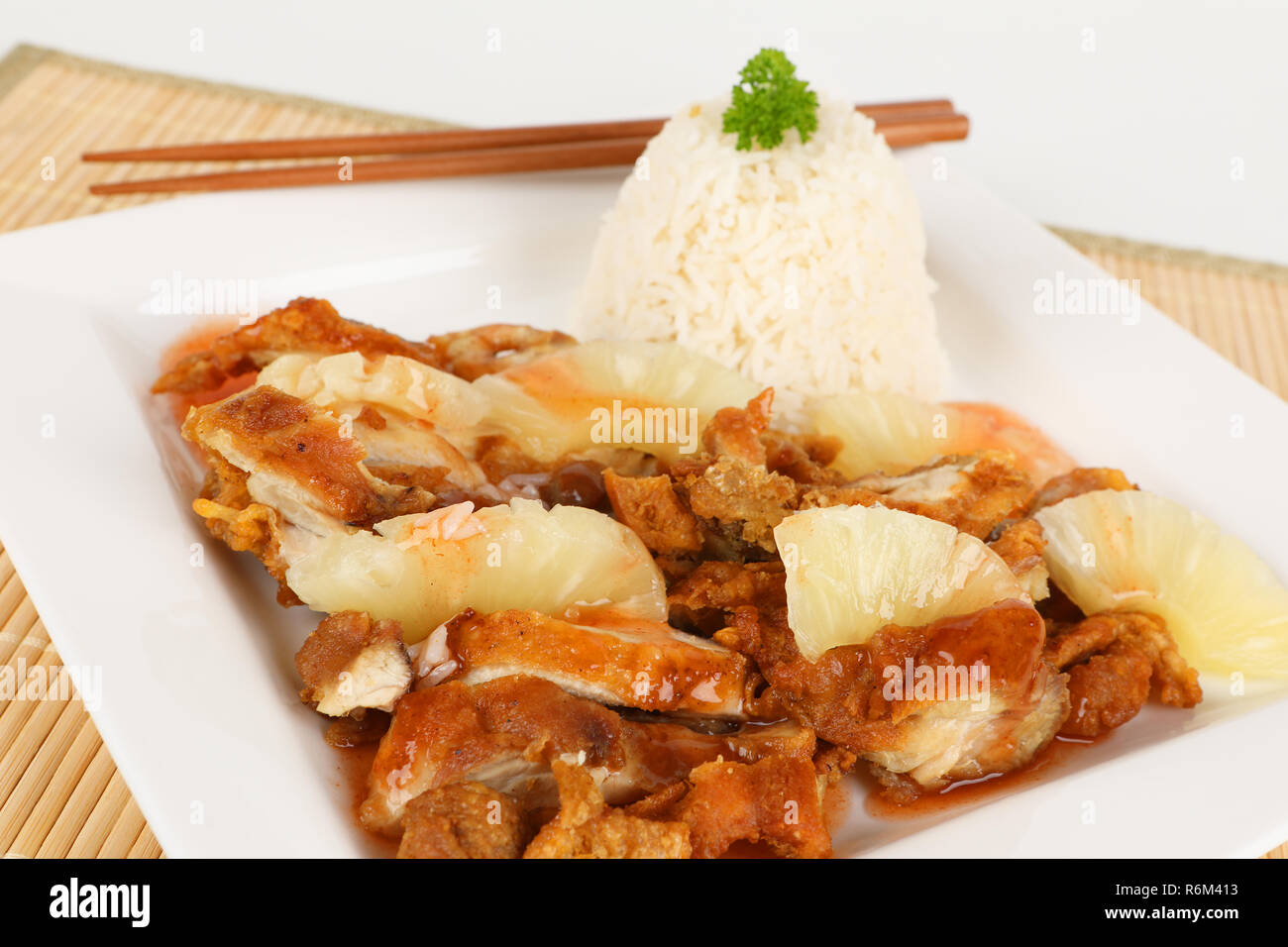 Süß und sauer Huhn Stockfoto