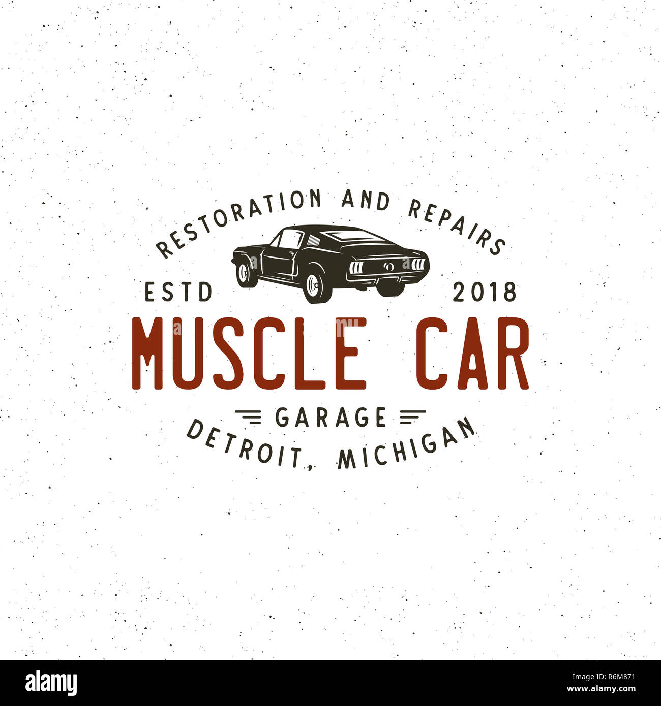 Vintage Muscle Car Garage Logo. Vector Illustration Stockfoto