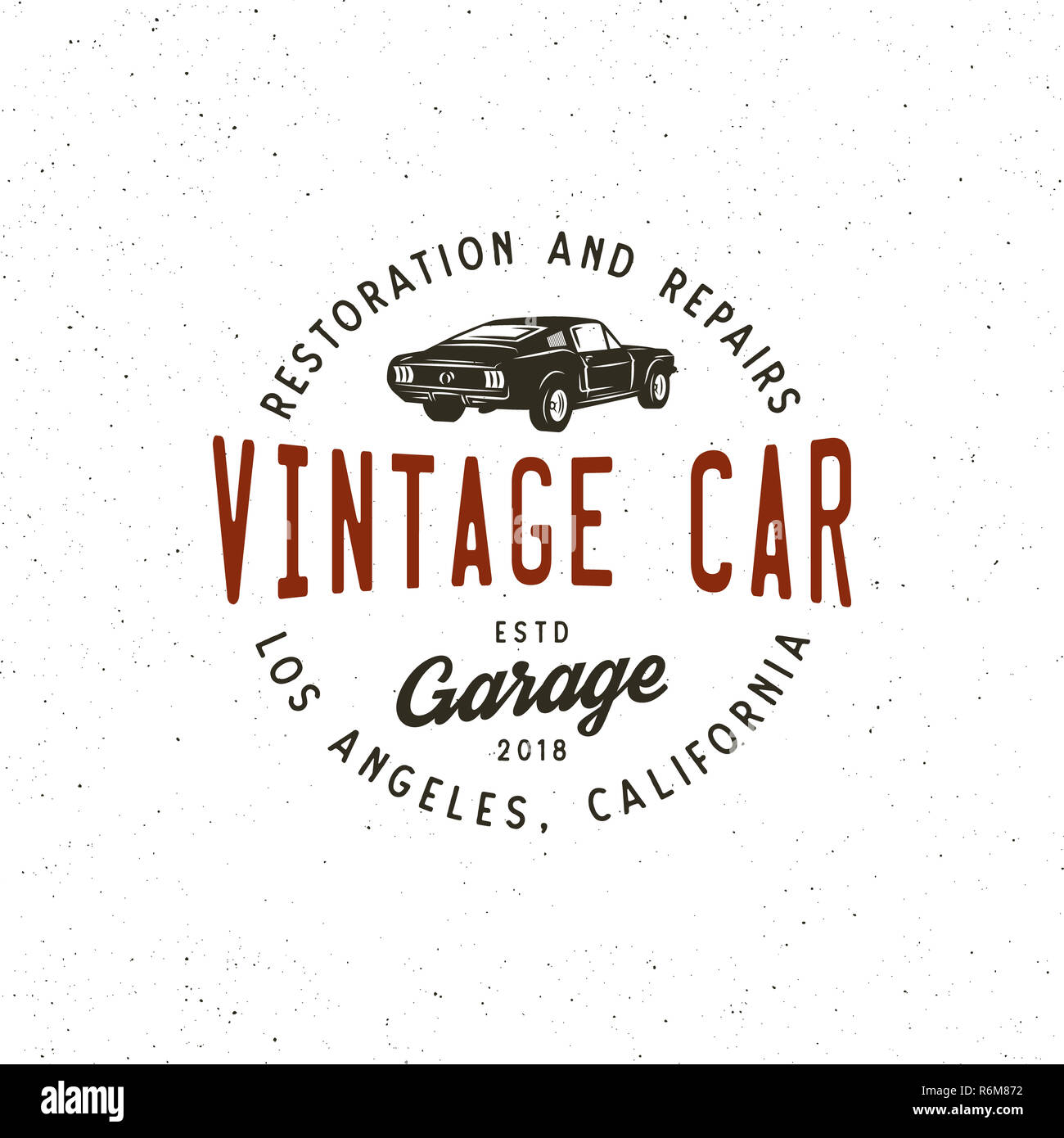 Vintage Muscle Car Garage Logo. Vector Illustration Stockfoto