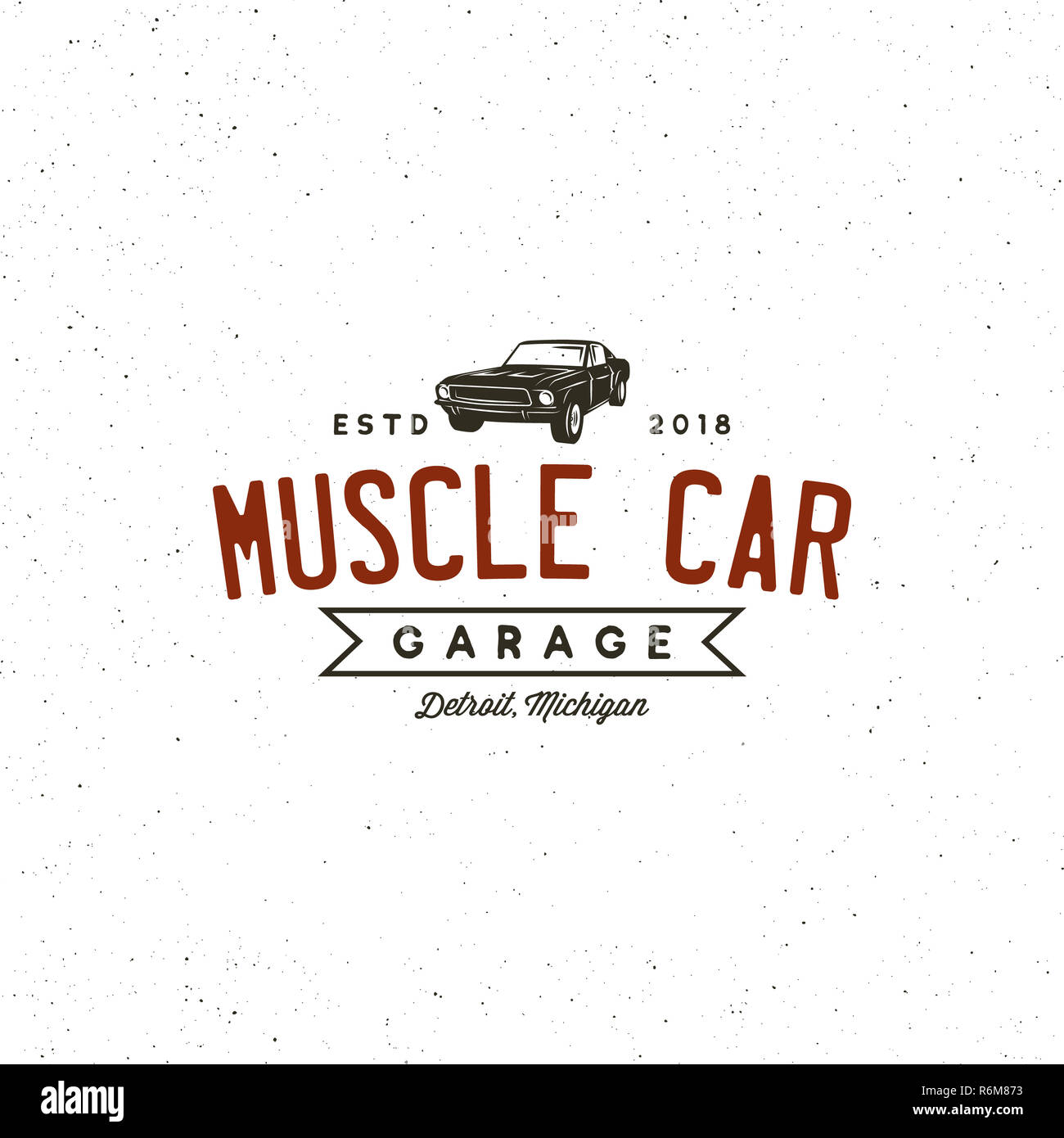 Vintage Muscle Car Garage Logo. Vector Illustration Stockfoto