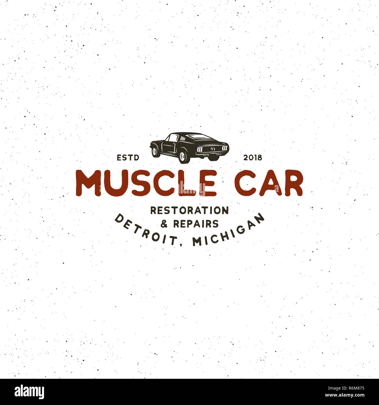 Vintage Muscle Car Garage Logo. Vector Illustration Stockfoto